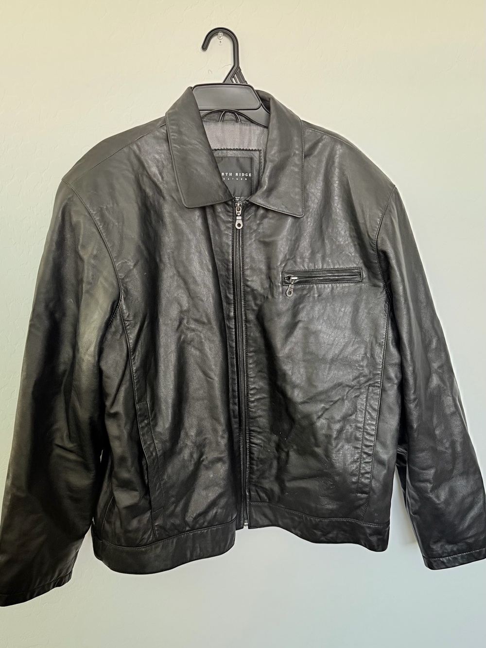 Men's Norther Ridge Leather 100% Leather Black Leather Zip Jacket